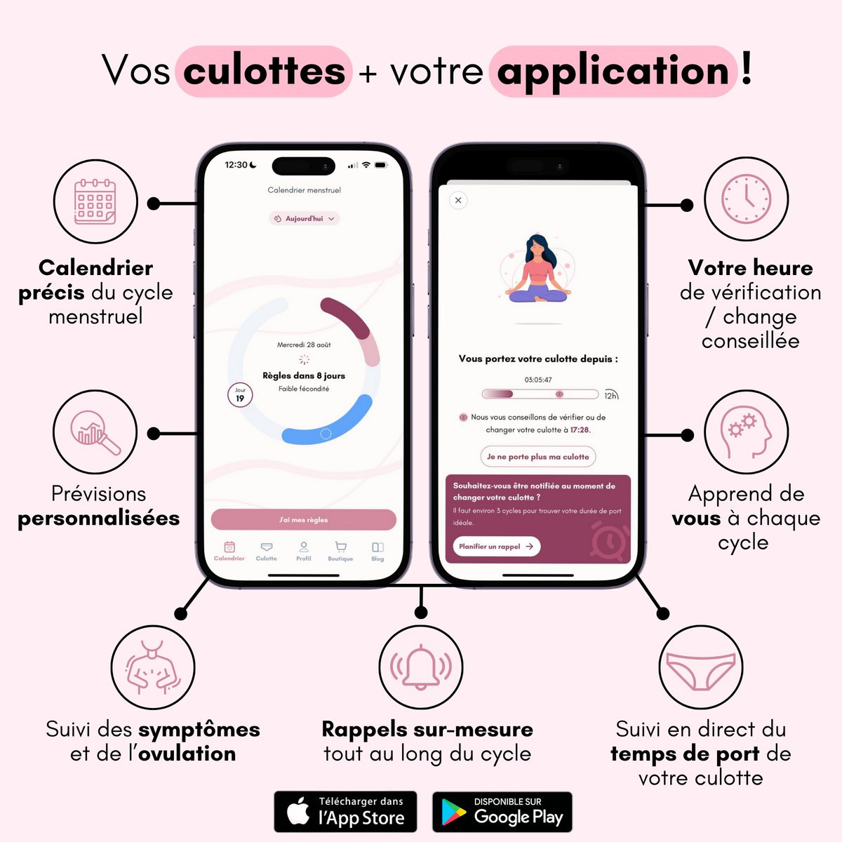 Culotte Menstruelle Ados Nina sans coutures (taille haute)